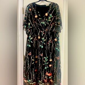 Kiyonna Black Floral Maxi Dress